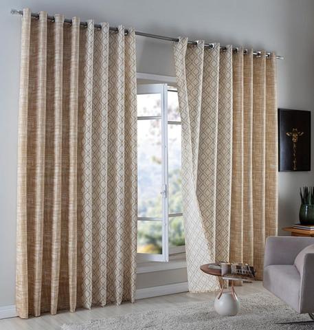 Cortina Para Sala Bege 4,00x2,50m Com Ilhoses Equador Sultan - Cortina