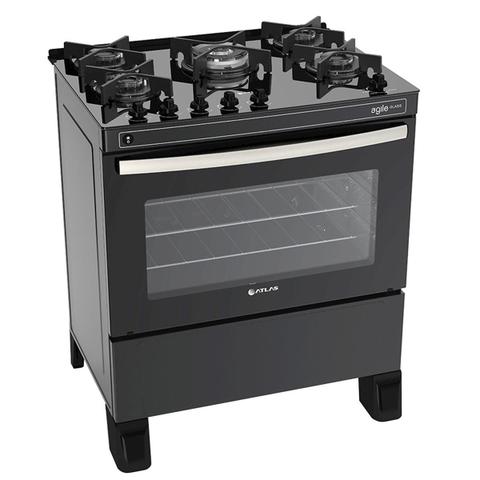 Fogão 5 Bocas Atlas Agile Glass Preto Mesa em Vidro - Bivolt - 300000273 Fogão 5 Bocas Atlas Agile Glass Preto Mesa em Vidro - Bivolt - 300000273