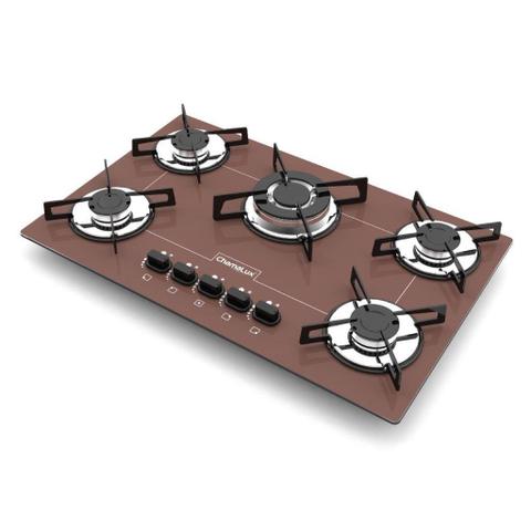 Cooktop 5 Bocas Chamalux Marrom - Tripla Chama - Gás Bivolt Cooktop 5 Bocas Chamalux Marrom - Tripla Chama - Gás Bivolt
