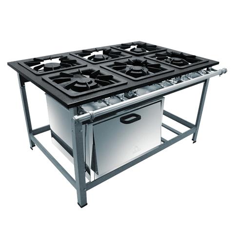 Fogão 6 Bocas Metalmaq Luxo C/forno 40x40 Inox - M19 Fogão 6 Bocas Metalmaq Luxo C/forno 40x40 Inox - M19