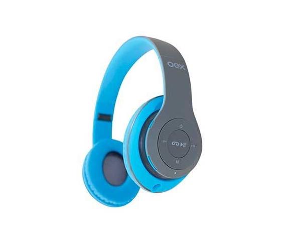 Fone de Ouvido Headset Bluetooth Loud Preto e Azul Oex Hs304