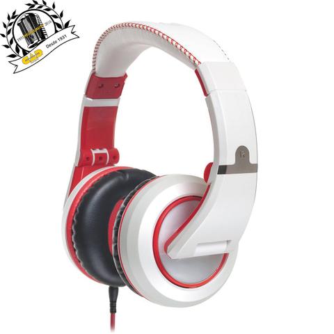 Fone de Ouvido Headphone para Estúdio Branco e Vermelho Cad Mh-510w