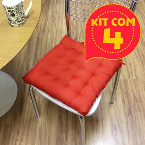 Imagem de Kit com 4 almofadas futon assento para cadeira - vermelha
