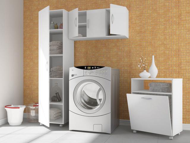 Kit de Armários Lavanderia com Armário Organizador - Armário Aéreo