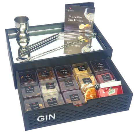 Imagem de Kit Gin Tanqueray 750ml + Caixa Espelhada C/ Gaveta 14 Especiarias + Dosador