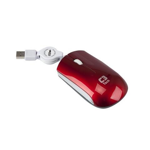 Mouse Usb Óptico Led 800 Dpis Vermelho Ms3220-2rd C3 Tech