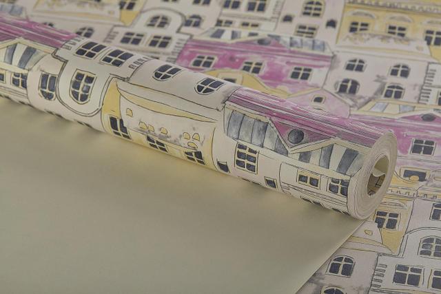 Papel De Parede Vinílico Lavável Infantil Cidade Rosa Marca