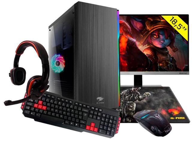 Desktop G-fire Gamer Htg-566 Amd Ryzen 3 3200g 3.60ghz 8gb 120gb Amd Radeon Vega 8 Windows 10 Pro 18,5" Com Monitor