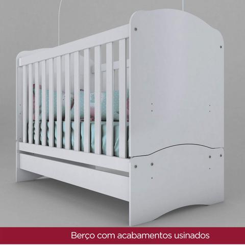 Imagem de Quarto de Bebê com Guarda Roupa 3 Portas Cômoda e Berço 3 em 1 Lápis de Cor Espresso Móveis Branco/Rosa