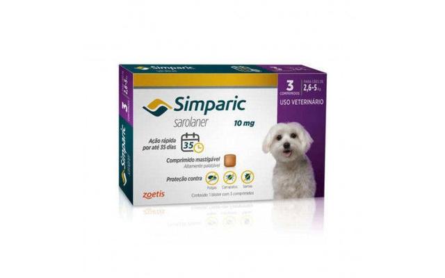 Imagem de Simparic 10mg Anti Pulga E Carrapato Cães De 2,6 A 5kg 3 Comprimidos - Zoetis
