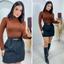 cor Short preto blusa terracota