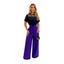 cor Conjunto feminino calça roxa, Blusa preta