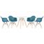 cor Mesa branco com cadeiras turquesa