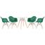 cor Mesa branco com cadeiras verde escuro