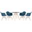 cor Mesa preto com cadeiras azul petróleo