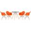 cor Mesa preto com cadeiras laranja