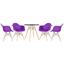 cor Mesa preto com cadeiras roxo