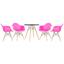 cor Mesa preto com cadeiras rosa pink