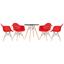 cor Mesa preto com cadeiras vermelho