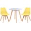 cor Mesa branco com cadeiras amarelo