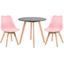 cor Mesa preto com cadeiras rosa claro