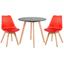 cor Mesa preto com cadeiras vermelho