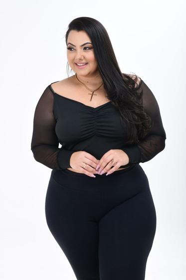 Imagem de 004 Cropped TOP Plus Size Manga Longa