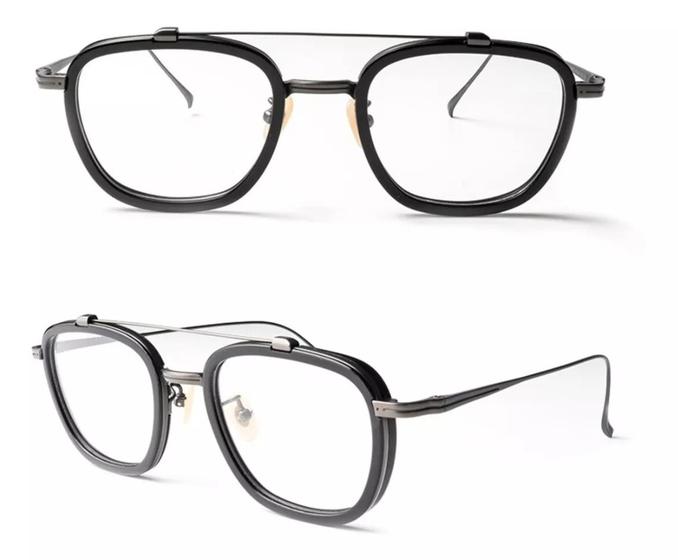 Imagem de 01 Armação Grau Óculos Masculina Receiturário Preta Retro Vintage Redonda geek nerd aviador round moda moderna masculino 