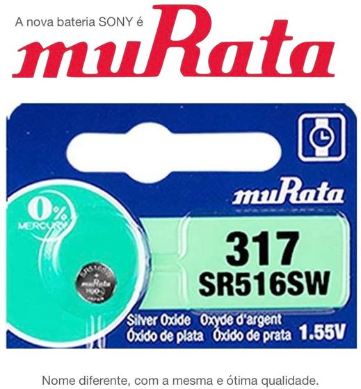 Imagem de 01 Baterias Murata 317 SR516SW 1.55V Célula de Botão de Relógio de Óxido de Prata