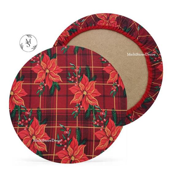 Imagem de 01 Capa de Sousplat Flor Estrelar Verde Natal - 35 cm - Várias Cores e Estampas - Supla Jogo Americano