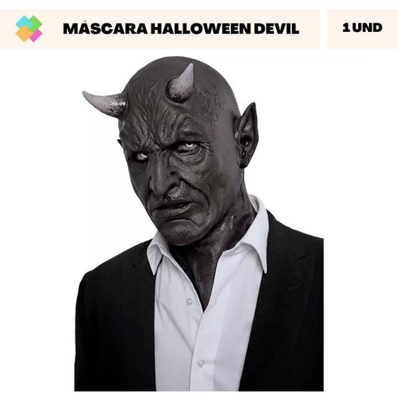 Imagem de 01 Máscara Terror De Látex Diabo Lucifer Demonio Halloween