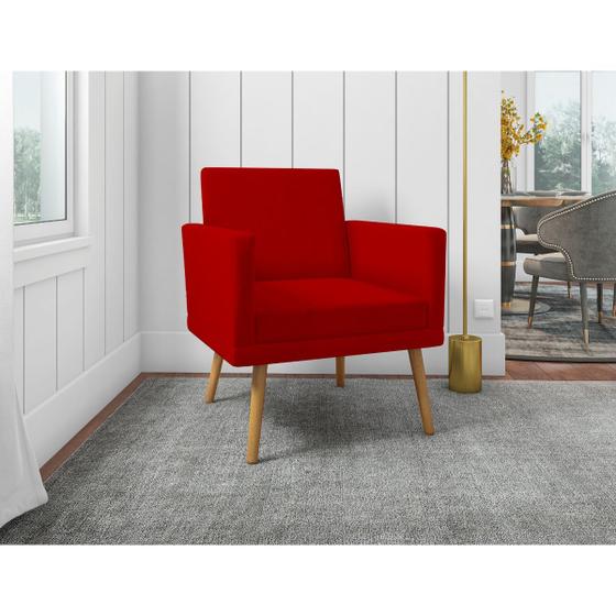 Imagem de 01 Poltrona Decorativa Sala Recepção Larah Suede Vermelho