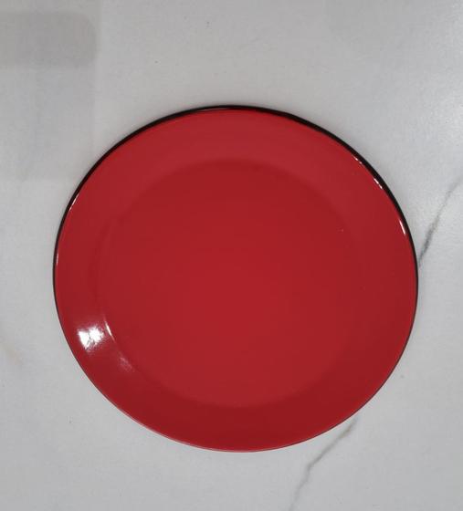 Imagem de 01 Prato Esmaltado Sobremesa Ágata Original Cor Vermelho Metallouça