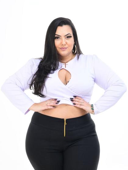 Imagem de 010- cropped manga longa michele plus size  rosa soul