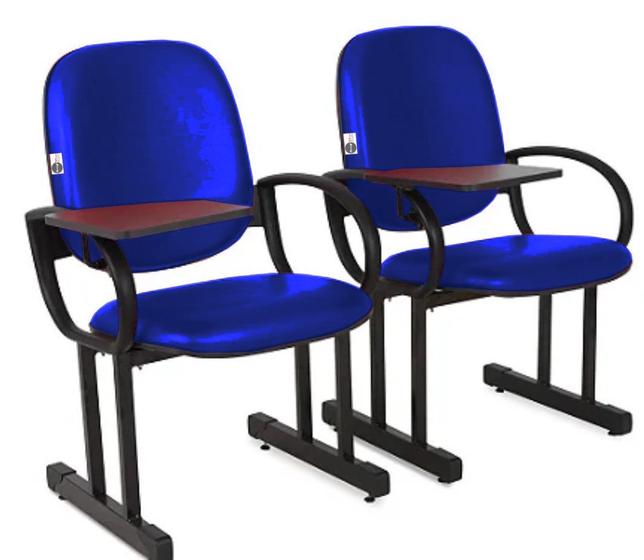 Imagem de 02 Cadeiras para Auditório com Prancheta Linha Dallas Auditório Azul