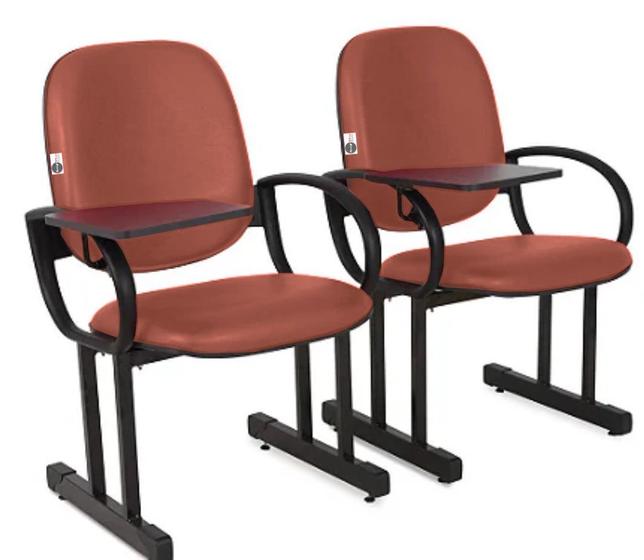 Imagem de 02 Cadeiras para Auditório com Prancheta Linha Dallas Auditório Vermelho