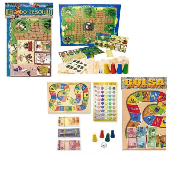 Imagem de 02 Jogos de Tabuleiro Educativo (Bolsa De Valores + Ilha Do Tesouro)