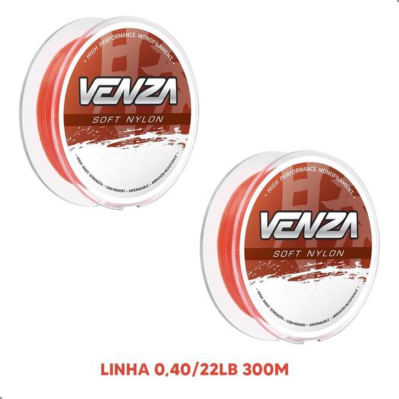 Imagem de 02 Linha Monofilamento Laranja Venza Soft 0,40mm 22lb 300m