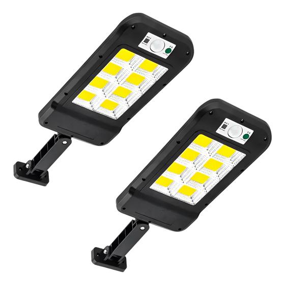 Imagem de 02 Luminárias Solar Led 128 Cob Parede Refletore Sensor Controle