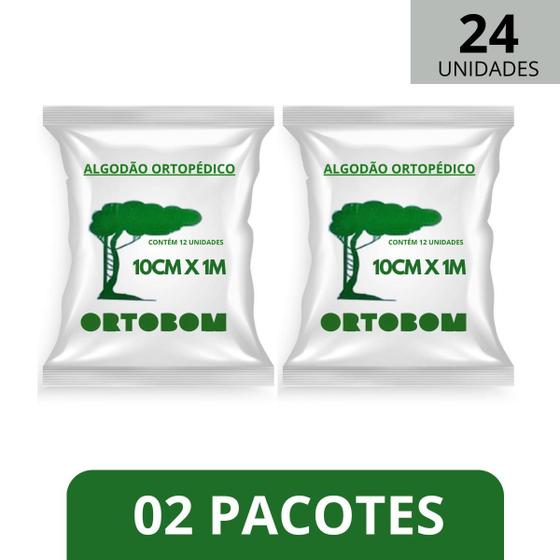 Imagem de 02 Pacote Algodão Ortopedico 10 Cmx 1M 24 Rolos