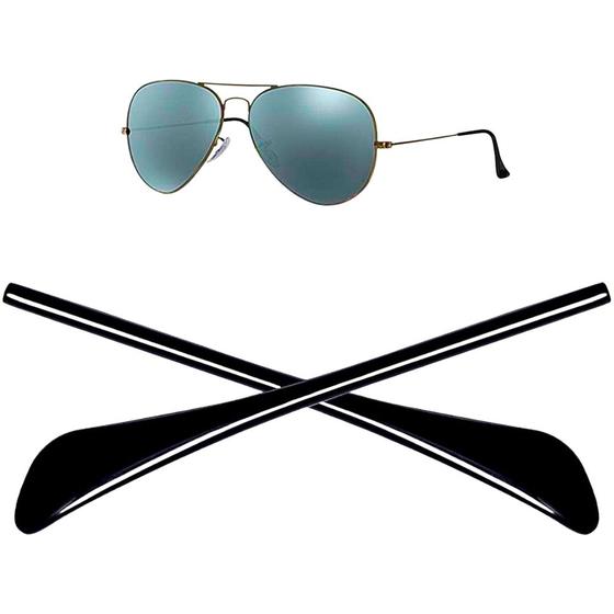 Imagem de 02 Par Ponteira Compatível com Óculos Ray Ban Rb Ponta Haste Perna Aviador Sol peça reposição solar lente Conserto Armação Masculina Feminina Grau