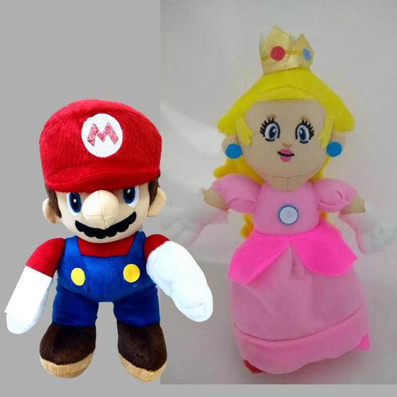 Imagem de 02 Pelúcias Mario Bros e Princesa Peach 35cm