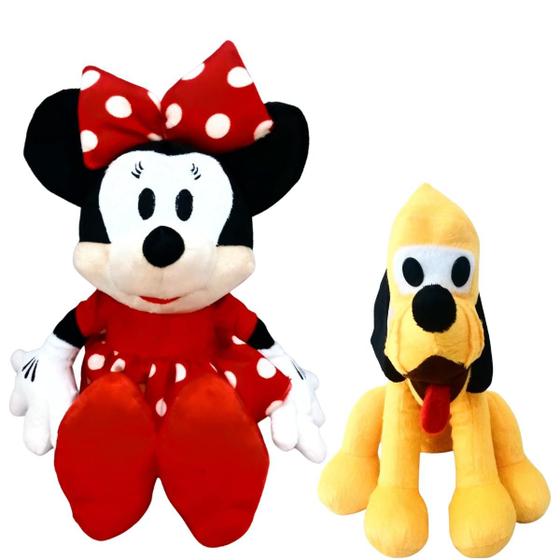 Imagem de 02 Pelucias Minnie Vermelha e Pluto 45cm