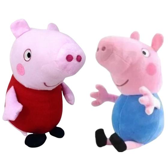 Imagem de 02 Pelúcias Peppa Pig e George 28cm