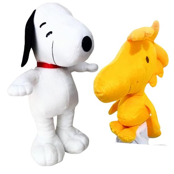 Imagem de 02 Pelúcias Snoopy e Woodstock 35cm