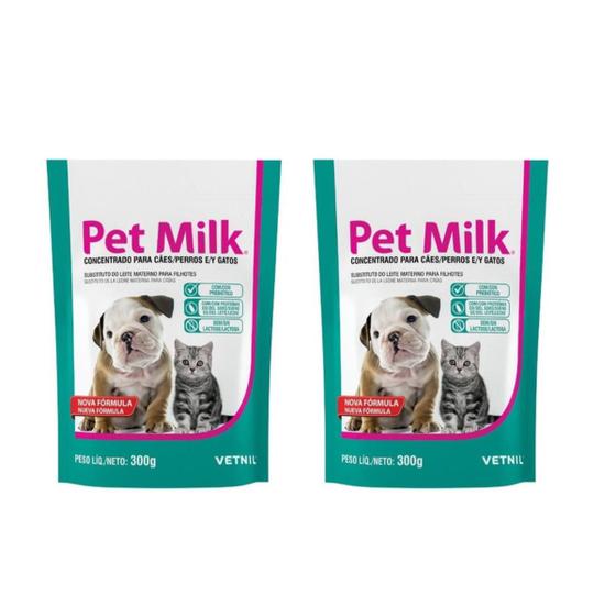 02 Pet Milk 300g Leite Concentrado Cães Gatos Filhotes Vetnil