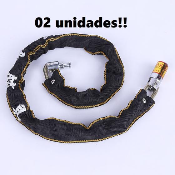 Imagem de 02 Trava Com Corrente Para Bicicleta Com 76cm 