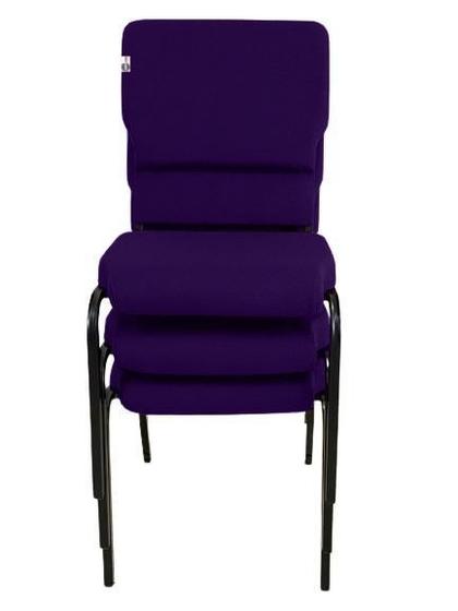 Imagem de 03 Cadeiras Empilhável para Igrejas Evangélicas Linha Church Roxo