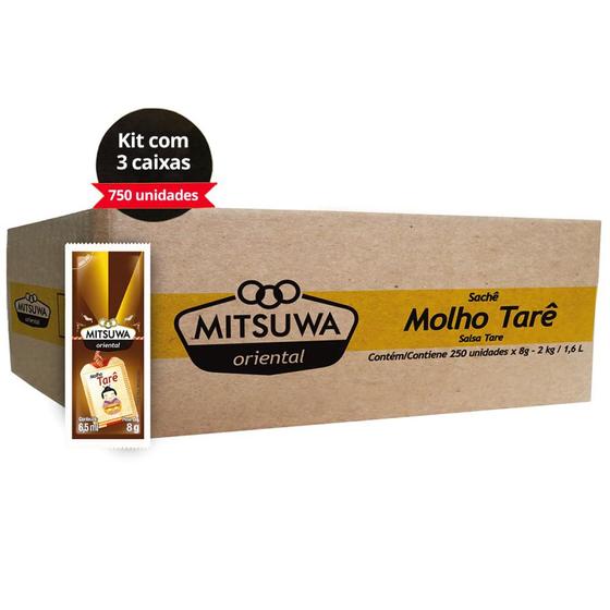 Imagem de 03 Caixas 252 Sachês De Molho Tarê Mitsuwa Comida Japonesa Chinesa Temaki Salmão Hot Roll 8G