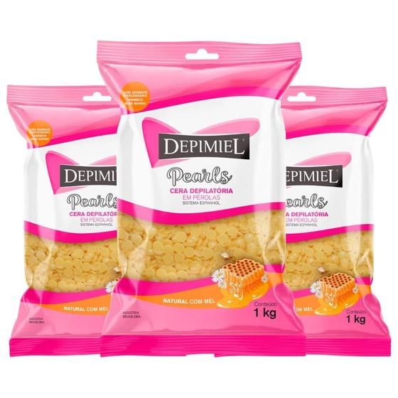Imagem de 03 Ceras Depimiel Natural com Mel em Perolas com 1kg